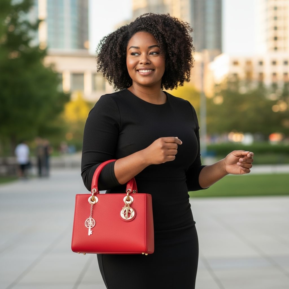 Badgley Mischka Red Satchel Bag